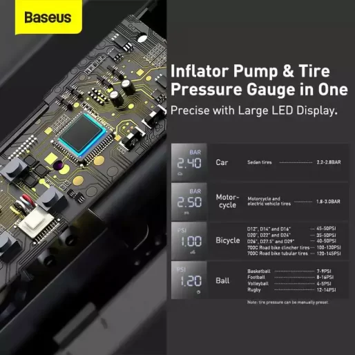 Baseus Super Mini Inflator Pump Car Air Compressor 12V