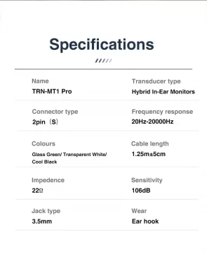 TRN MT1 Pro Professional Hi-Fi Dynamic Earphones