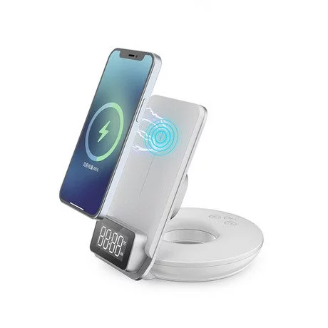 WiWU M11 Automatic Positioning 4 in 1 Wireless Charger with Time Clock