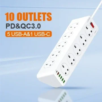 LDNIO SC10610 30W 10 Port + 1 PD + 1 QC + 4 USB Universal Power Socket
